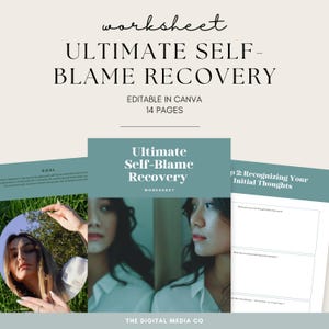 Ultimate Self Blame Recovery Worksheet | Printable Mental Health Journal | Healing & Self-Compassion Workbook PDF | Therapy Resource, Canva