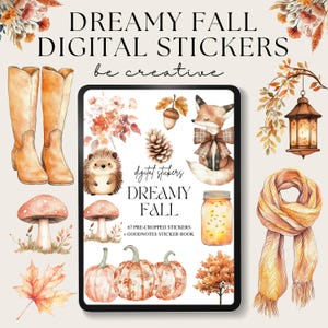 Dreamy Fall Digital Planner Stickers, Autumn Seasonal Stickers, Notability Season Pngs, Clothes Goodnotes Stickers, Ipad Decorations