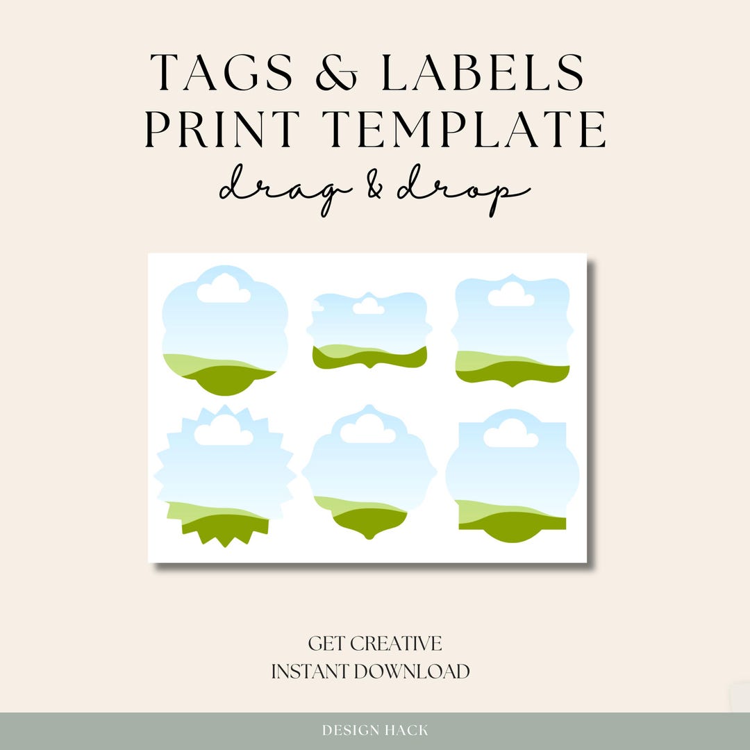 Drop File Tags Printable Tags & Labels Drag and Drop Canva Template - Etsy UK