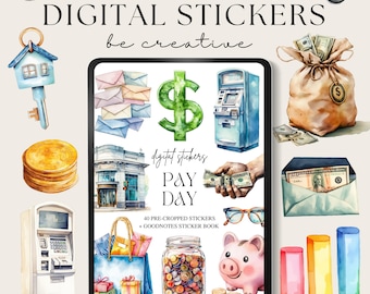 Pay Day Digital Planner Stickers, Goodnotes Money Stickers, Financial Stickers for Ipad, Budgeting Embellishments Finance Stickers, Bank