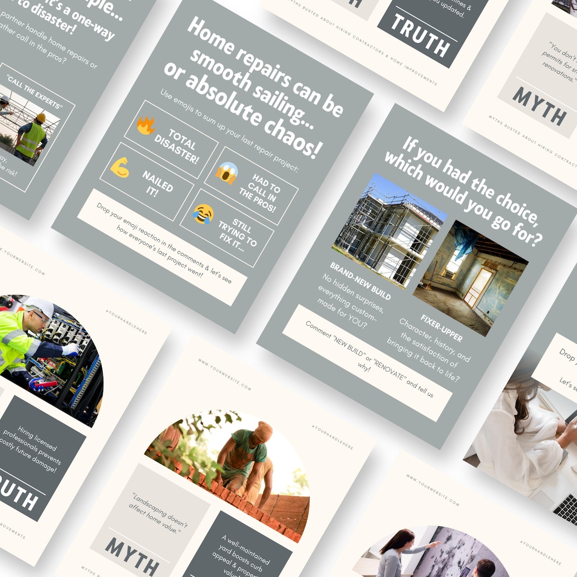 Contractor Posts Contractor Social Media Templates, Editable Canva Templates for ...