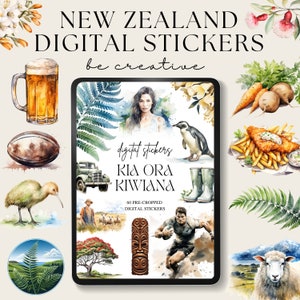 Kiwiana デジタル プランナー ステッカー、NZ ステッカー、ニュージーランド 注目度 PNG、Kiwi Goodnotes ステッカー、iPad デコレーション、文化ステッカー