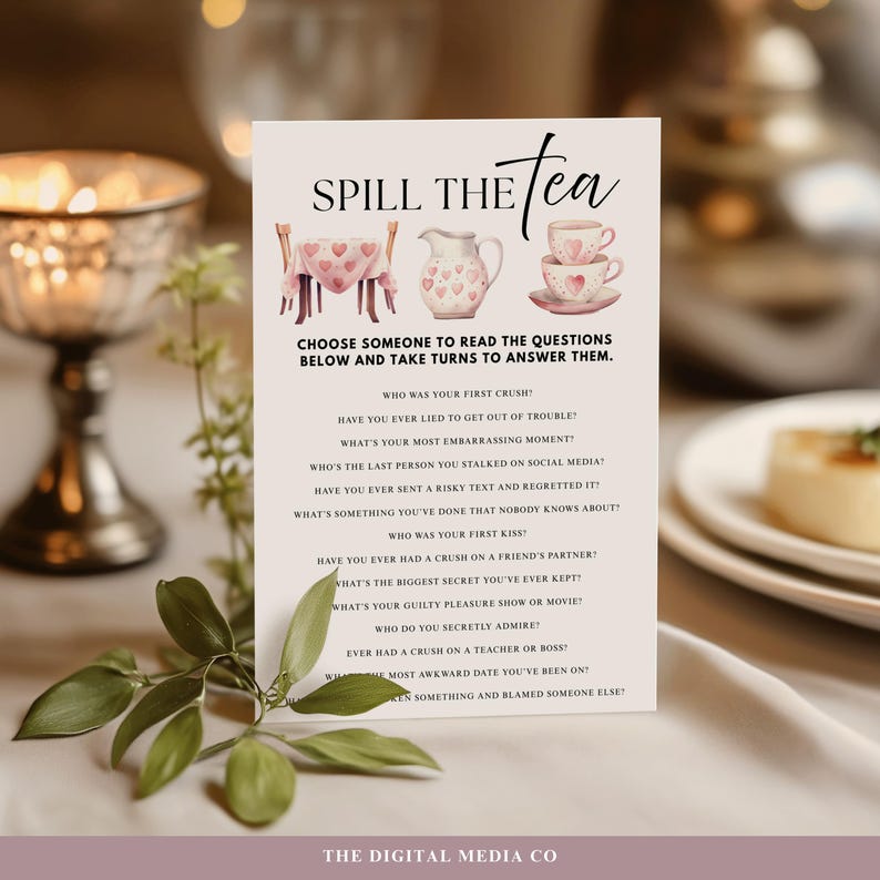Spill the Tea Game, Fun Game Printable, Adult Tea Party Game, Brunch ...