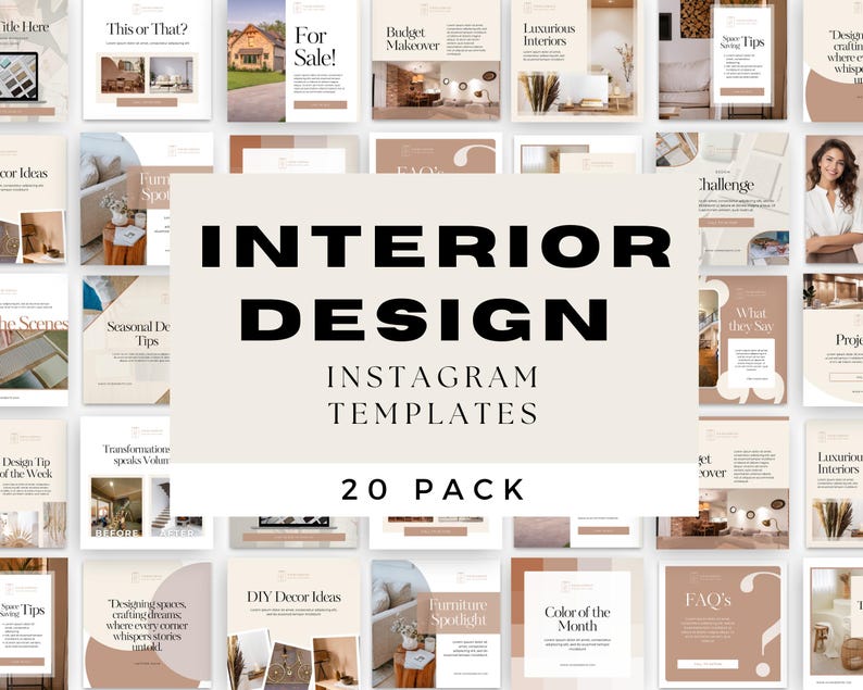 Modern Interior Design Instagram Templates | 20 Canva Editable Posts ...