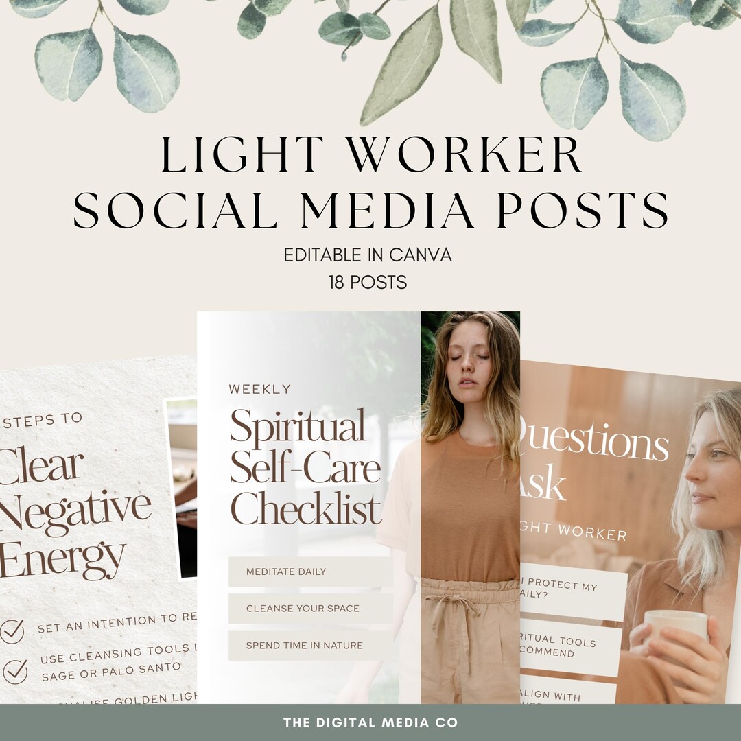 Lightworker Post Light Worker Social Media Posts, Editable Canva Templates for Healers ...