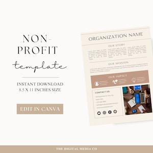 Nonprofit Flyer Template | Single Page Canva Design for Fundraising and Awareness | Canva Pro Template | Marketing Template | Donors Pages