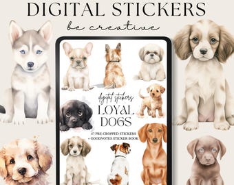 Loyal Dogs Digital Planner Stickers, Pet Goodnotes Stickers, Puppy Planner Stickers, Dog Breed Scrapbooking Kit, Nature Clipart