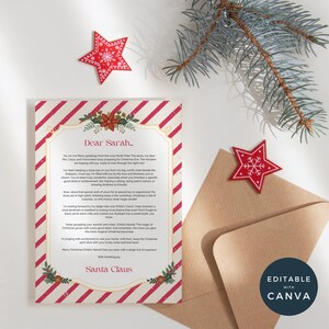 Carta de Navidad de Santa imprimible, Carta personalizada de Papá Noel, Correo festivo para niños, Entrega de mensajes del Polo Norte, Navidad imprimible