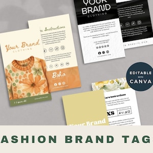 Washing Instructions | Editable Canva Template | Printable Hanging Tag | Printable Clothing Care Cards | Editable Clothing Tag Bundle