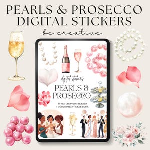 Pearls and Prosecco Digital Planner Stickers | Digital Sticker Book | Goodnotes Stickers | Festive Stickers | Goodnotes Planner | Party Time