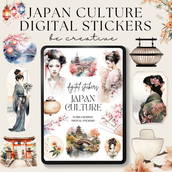 Agenda numérique autocollants Geisha japonaise, livre d'autocollants numériques, Stickers Goodnotes, Stickers asiatiques, agenda Goodnotes, album de scrapbooking Ipad Japon