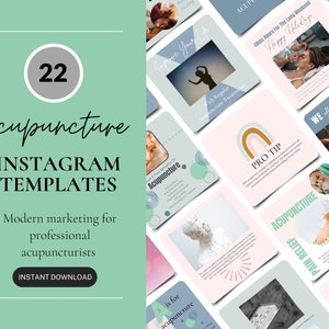 Acupuncturist Instagram Templates, Acupuncture Social Media Posts, Canva Templates For Acupuncturists and Alternative Health Professionals