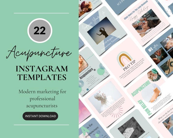 Acupuncturist Instagram Templates, Acupuncture Social Media Posts, Canva Templates For Acupuncturists and Alternative Health Professionals