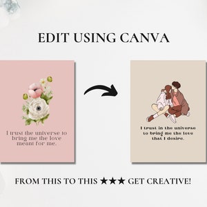 Attract Love Affirmation Cards Template Canva, Affirmation Station ...