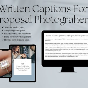 Proposal Photographer Written Social Media Captions, Proposal Photography Social Media Posts, Wedding Photographer Marketing, Couple Photos