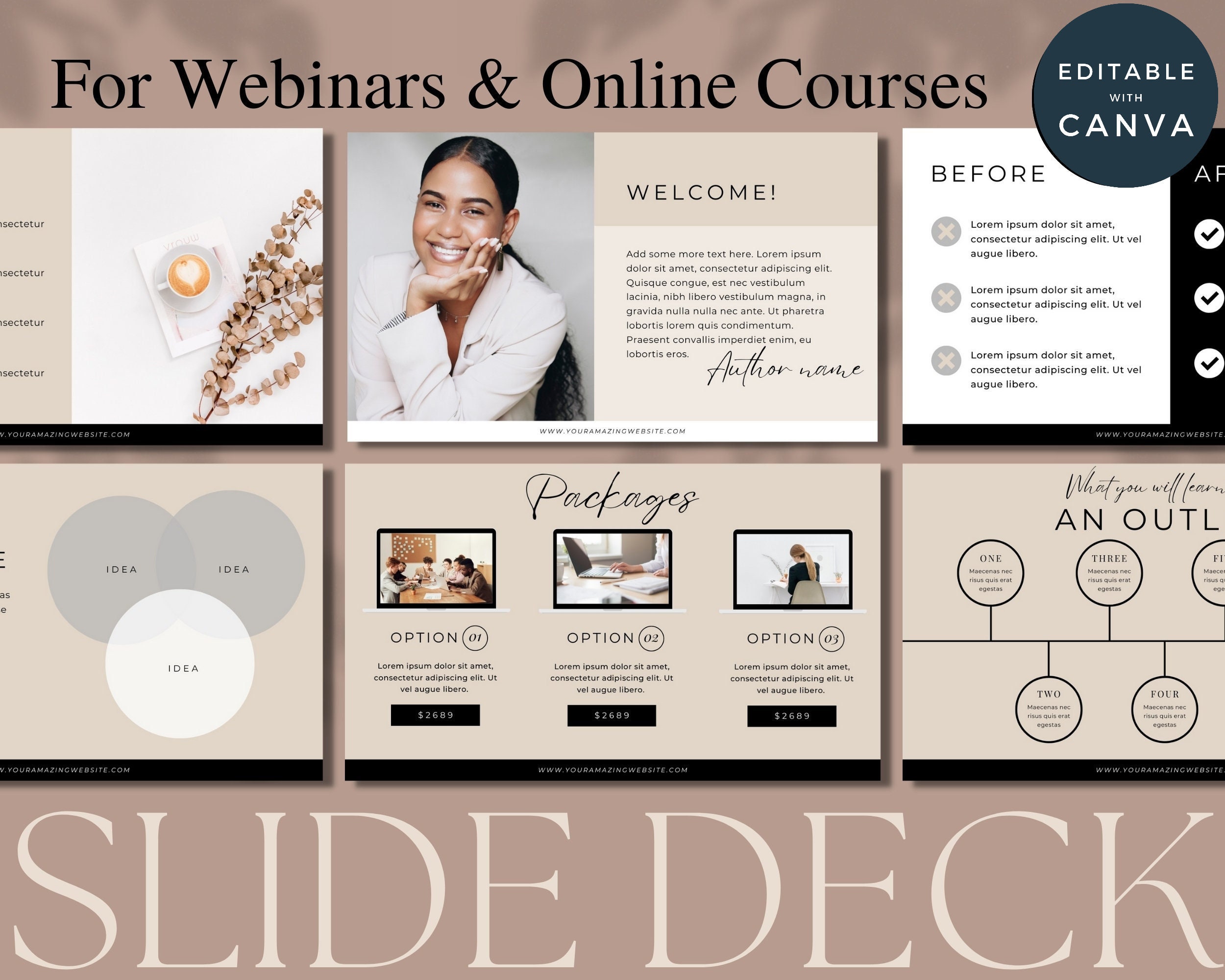 60 Slide Deck Presentation, Canva Presentation Template, Social Media Coach, Content Creator Marketing, Webinar Slides, Webinar Slide Deck