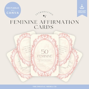 Cartes d'affirmation féminine, cartes positives + modèle d'impression écologique, jeu d'amour de soi et d'émancipation, imprimable sur toile. Pont pour femmes