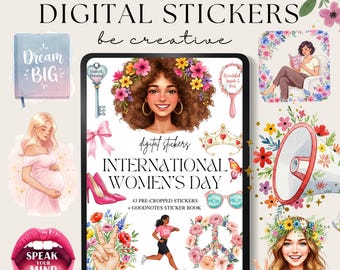 International Women's Day Stickers, Female Empowerment Digital Stickers, Goodnotes Girl Power Stickers, Feminism Clipart, Celebrate