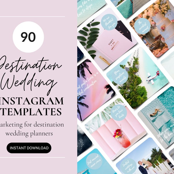 Destination Wedding Planner Instagram Templates, Wedding Planner Social Media Posts, Canva Templates für Hochzeitsplaner