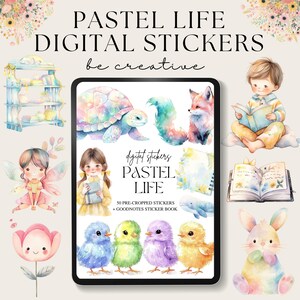 Pastel Digital Stickers, Goodnotes Sticker Book, Aesthetic Stickers for Digital Planners, Pretty Clipart, Planner Embellishments