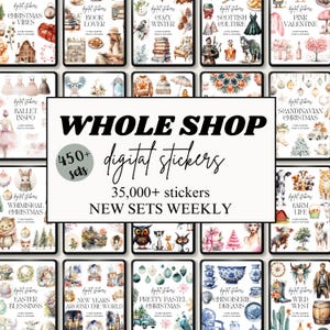 Whole Shop Digital Stickers, Goodnotes Pre-Cropped Stickers, Notability Scrapbooking Embellishments, Everyday PNGs, Entire Shop Bundle Pass