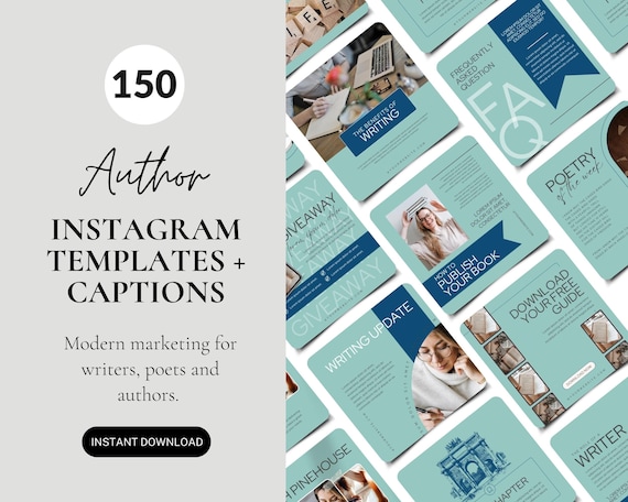 Social Media Posts For Writers, Author Marketing, Instagram Templates For Professional Writing Pros, Writing Content For Book Lovers, Poet