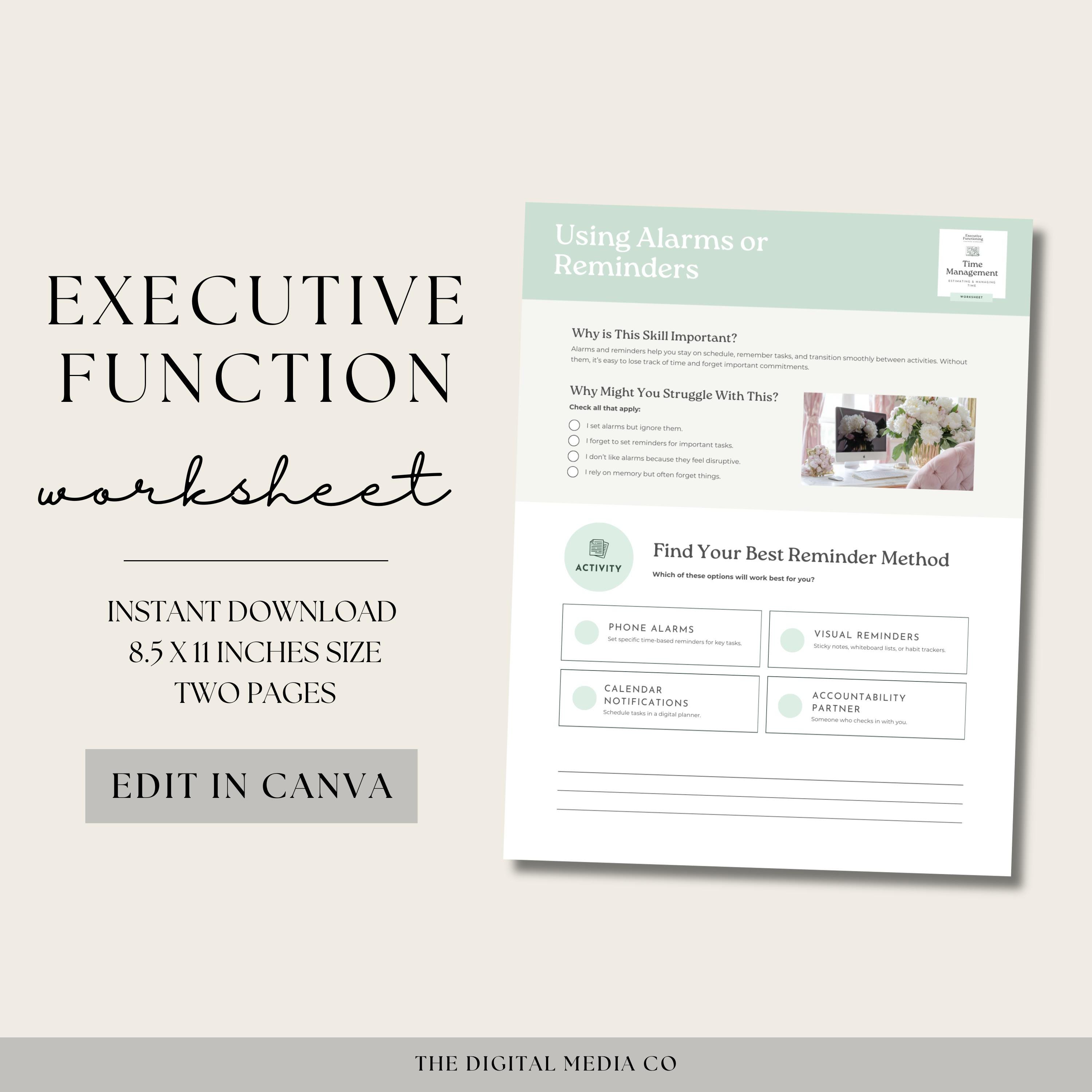 Executive Function Worksheet, ADHD Planner PDF, Time Management ...