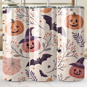Halloween Pattern Tumbler Wrap, Spooky Season Design, Bat Pumpkin Digital Tumbler Wrap PNG, Halloween Lover Gift, Halloween Party, Scary