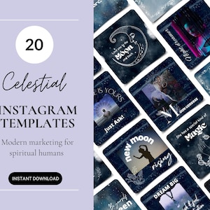 Witch Woo Posts, Celestial Social MediaTemplates, Moon Goddess Marketing, Instagram Posts For Celestial Beings, Spiritual Instagram Posts