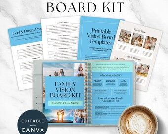 Family Vision Board, Family Vision Board Printable, Parents Children Sheets, Digital Family Goal Book, Editable Canva Board