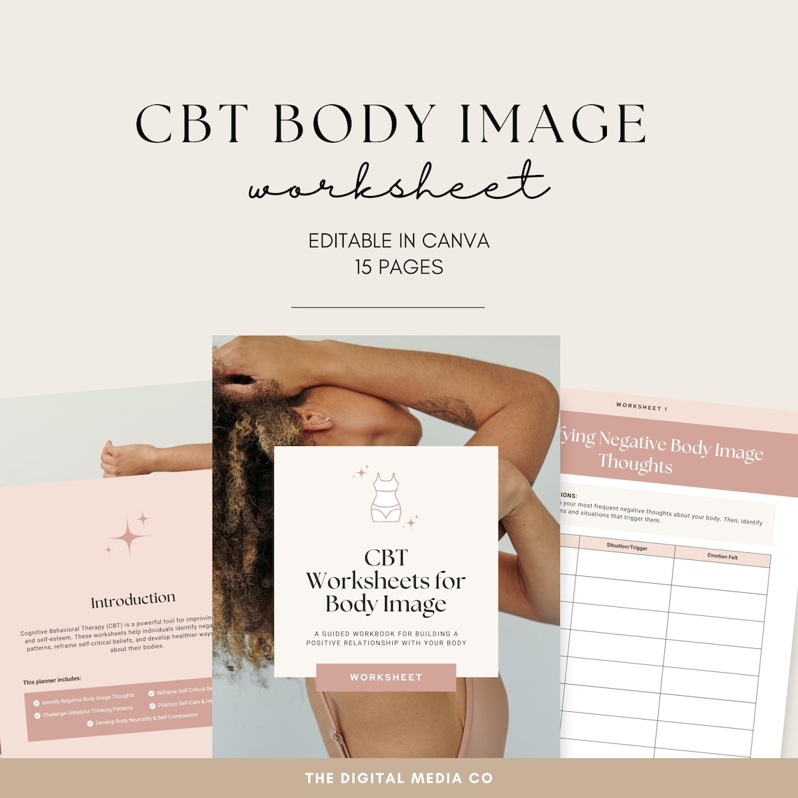 CBT Body Image Worksheets | Printable Therapy Workbook | Self-esteem ...