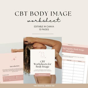 CBT Body Image Worksheets | Printable Therapy Workbook | Self-Esteem Journal | Mental Health Resource | Therapist Tools | Canva Editable