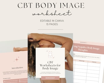 CBT Body Image Worksheets | Printable Therapy Workbook | Self-Esteem Journal | Mental Health Resource | Therapist Tools | Canva Editable