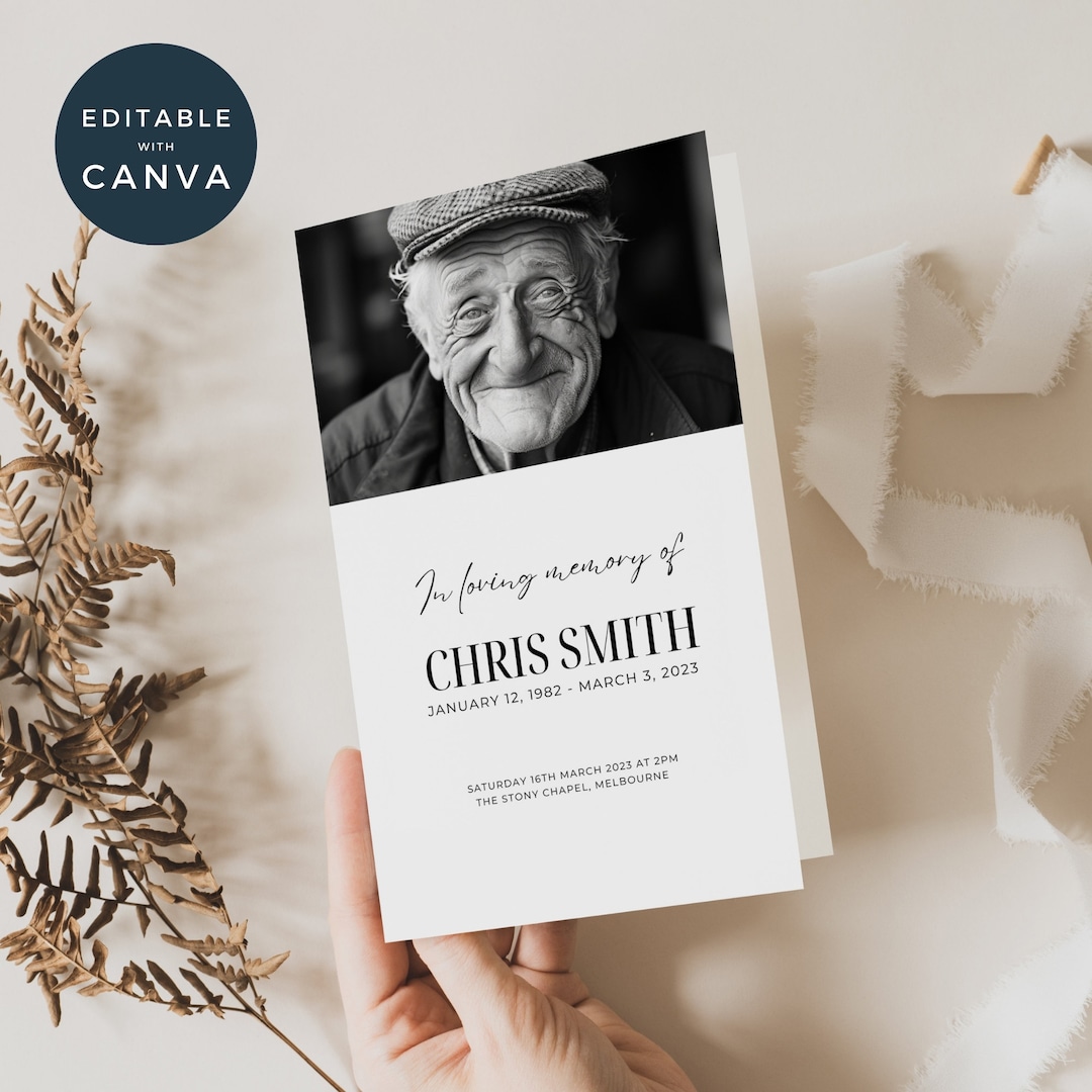 Editable Funeral Program Template, Funeral Memorial, Order of Service