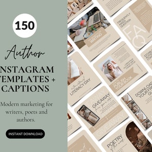 Social Media Posts For Writers, Author Marketing, Instagram Templates For Professional Writing Pros, Writing Content For Book Lovers, Poet