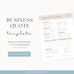 Quote Template, Small Business Document, Modern Client Quotation, Editable Quote Template, Services Proforma, Canva Pro Forma Sheet