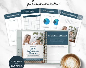 Book Influencer Planner Editable in Canva