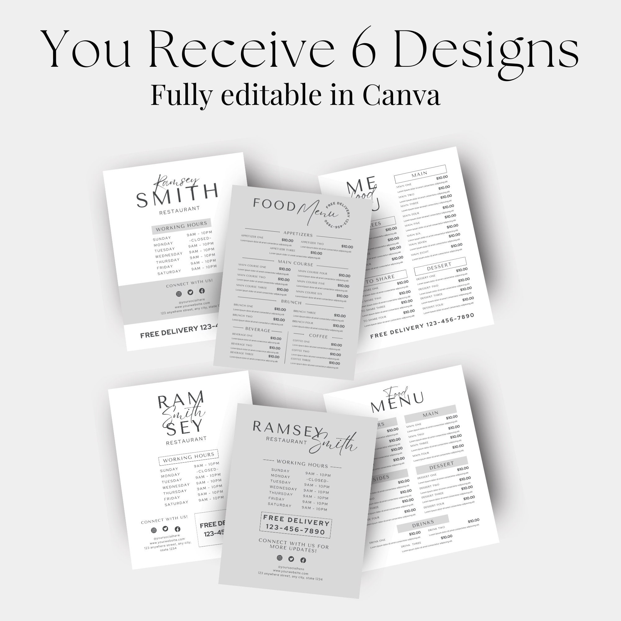 Canva restaurant menu template fine dining instant download etsy