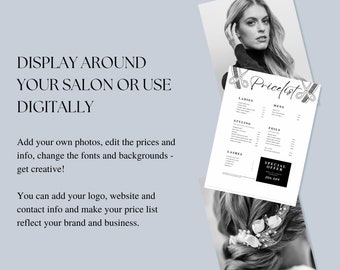 Price List Salon Template Canva, Price Sheet, Pricing List for Salon,  Price List For Beauty Business, Instant Download, Nail Salon Canva