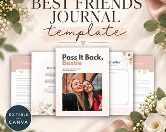 Best Friend Journal Canva Template, Friendship Journal Printable, Bestie Memory Book, Editable Friendship Gift, Digital Download