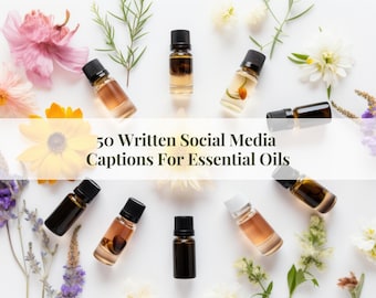 Subtítulos escritos para redes sociales sobre aceites esenciales y marketing de aromaterapia