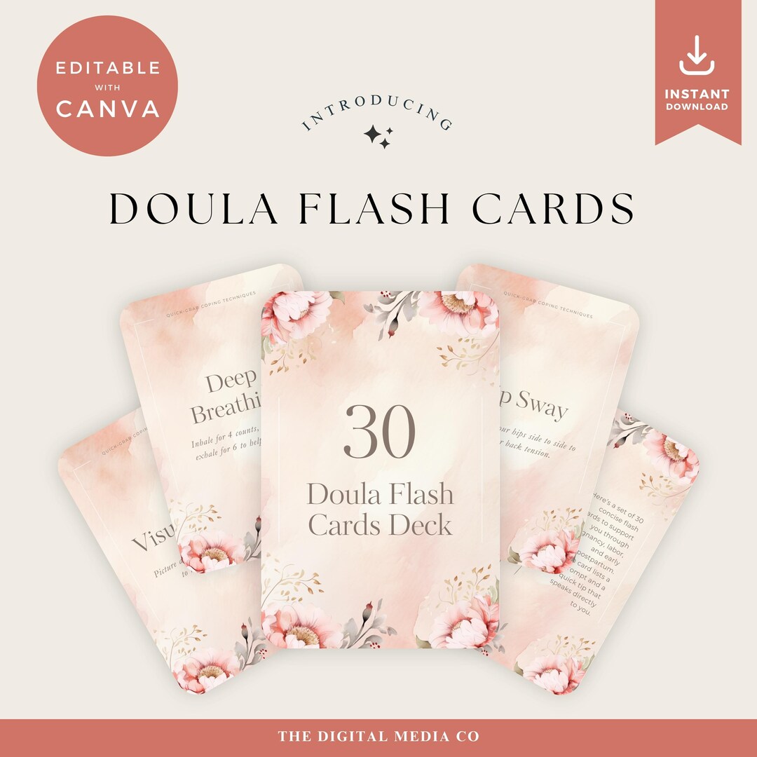 Doula Flash Cards Printable, Birth Support Cards With Handy Print ...