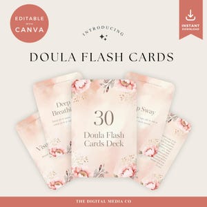 Cartes flash Doula imprimables, cartes de soutien à la naissance avec modèle d'impression pratique, téléchargement numérique pour les assistantes maternelles, pont d'affirmation Canva