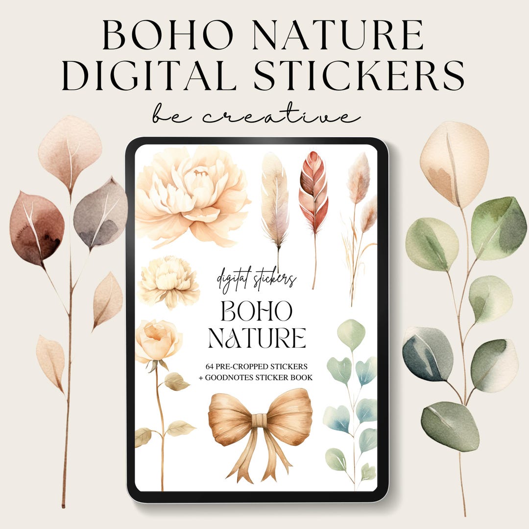 Boho Nature Digital Planner Stickers, Goodnotes Sticker Book, Plant ...