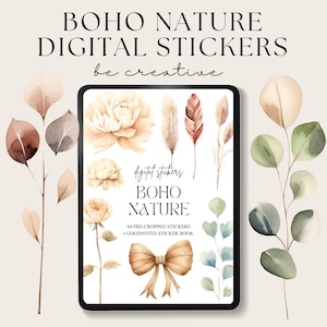 Boho Nature Digital Planner Stickers, Goodnotes Sticker Book, Plant Stickers, Goodnotes Greenery Planner,Ipad Stickers, Png Stickers