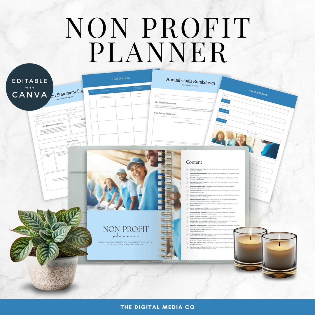 Editable Non-profit Planner | Non Profit Printable | NFP Business Planner | Fundraising Template ...