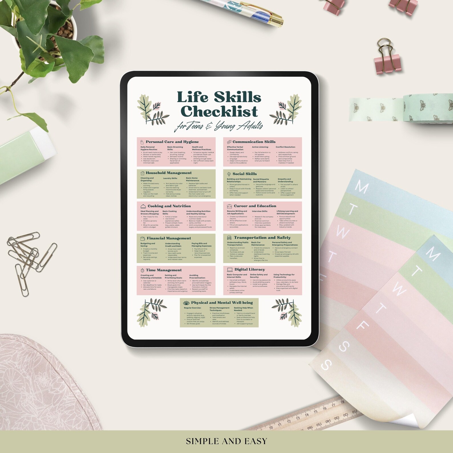 Life Skills Checklist | Printable PDF | Independent Living Skills ...