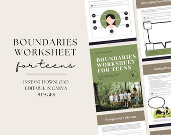 Boundaries Worksheet For Teens Template, Printable Teenager Contract, Digital Canva Work Sheet, Youth Printable Chart, Life Coach Resource