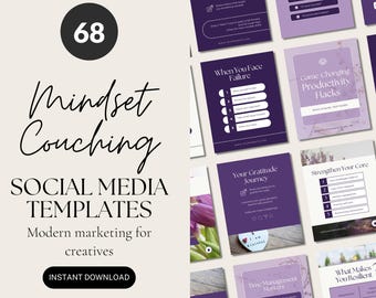 Mindset Coach Social Media Vorlagen, bearbeitbare Canva Vorlagen für Instagram & Facebook, Gesundheits- und Wellnessmarketing, Therapeuten Promo