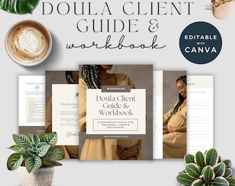 Doula Client Guide, Birthing Coach Workbook, Printable Labour Toolkit for Pregnancy & Postpartum Mothers, Editable Nurse Planner